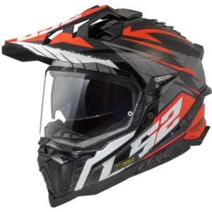LS2 Endurohjelm MX701  Explorer Spire Svart Titanium/Rød