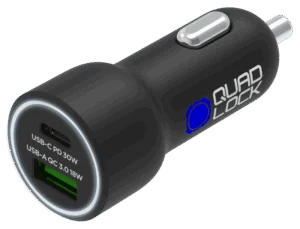 Quad Lock Dual USB C+A Car Charger 48W
